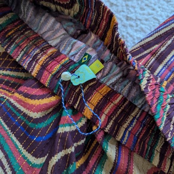 Farm Rio Exclusive Flowy Wavy Design Golden Accent Pants - Picture 10 of 12